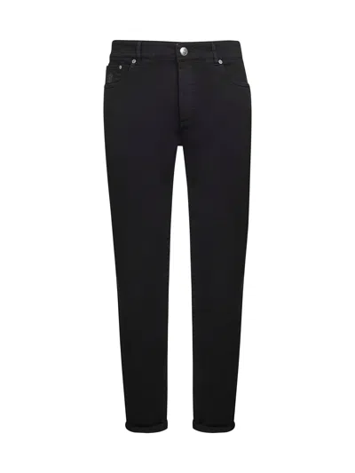 Brunello Cucinelli Men Black Garment-dyed Denim Traditional Fit Jeans