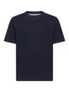Brunello Cucinelli Men Blue Solomeo Crest Crewneck T-shirt In Blue