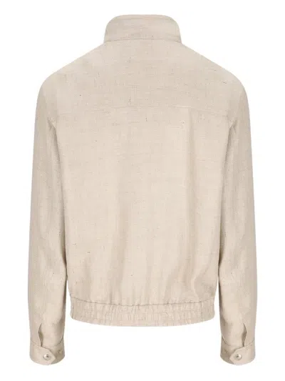 Brunello Cucinelli Men Bomber Jacket In Neutral
