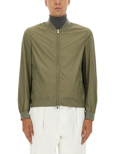 Brunello Cucinelli Zip Front Bomber Jacket Pockets In Green