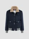 Brunello Cucinelli Shearling-collar Bomber Jacket In Blue