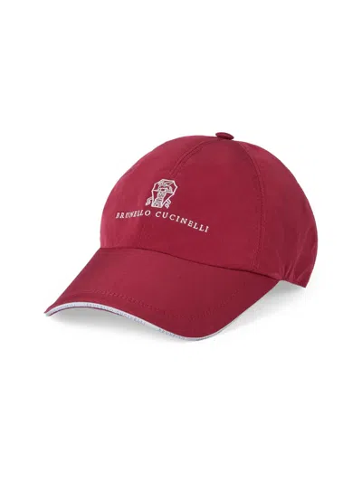 Brunello Cucinelli Men's Bonded Nylon Baseball Cap With Embroidered Logo In Gray