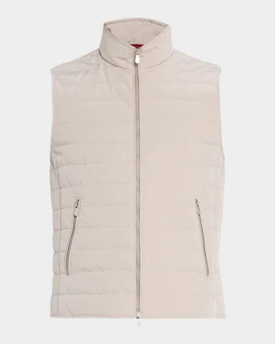 Brunello Cucinelli Men's Bonded Nylon Down Vest In Neutral