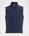 Brunello Cucinelli High Neck Quilted Sleeveless Down Vest In Blue