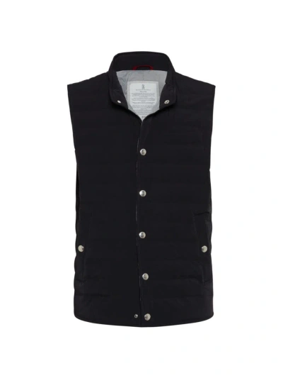 Brunello Cucinelli Men's Bonded Nylon Lightweight Down Vest In Black