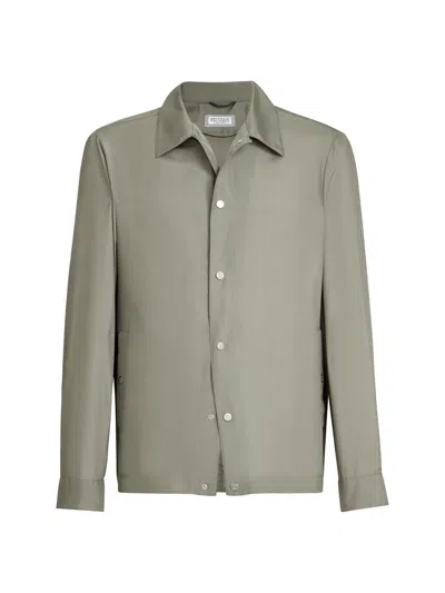 Brunello Cucinelli Bonded Silk Unlined Outerwear Jacket In Green