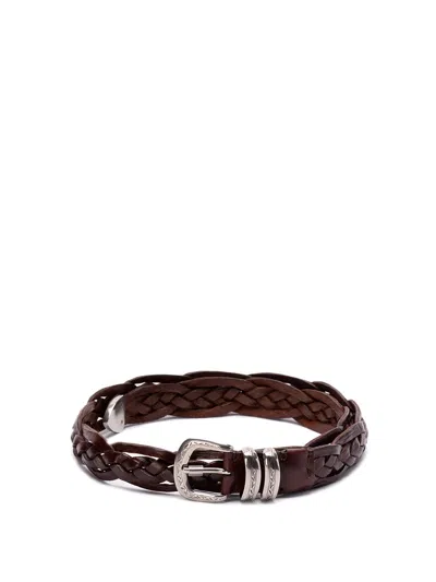 Brunello Cucinelli Men Braided Belt With Detailed Buckle And Tip In Multicolor