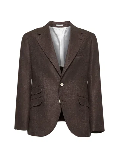 Brunello Cucinelli Men Brown Deconstructed Cavallo Jacket