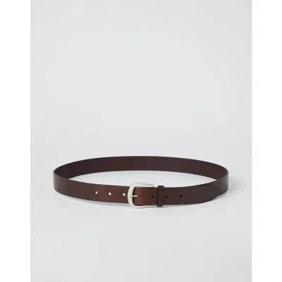 Brunello Cucinelli Men's Brown Leather Belt With Buckle In ["brown"]