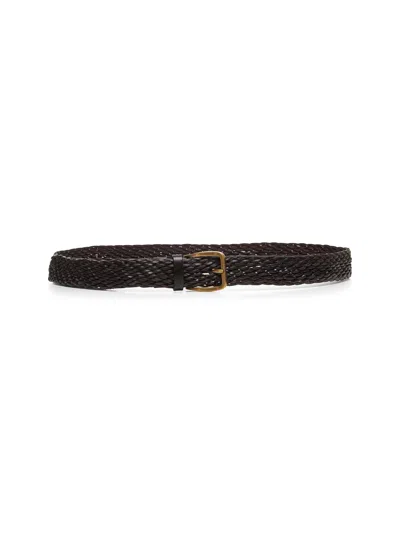Brunello Cucinelli Men Brown Woven Calf Leather Belt