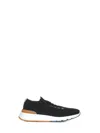 Brunello Cucinelli Cotton Knit And Semi-polished Calfskin Runner Sneakers In Black