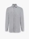 Brunello Cucinelli Grey Linen Shirt With Classic Button-down Collar In Blue