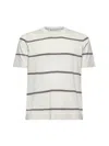 Brunello Cucinelli Short-sleeved Crew Neck T-shirt With Contrasting Stripes In White