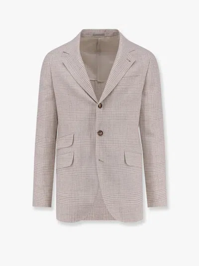 BRUNELLO CUCINELLI BRUNELLO CUCINELLI MEN LINEN, WOOL AND SILK BLAZER