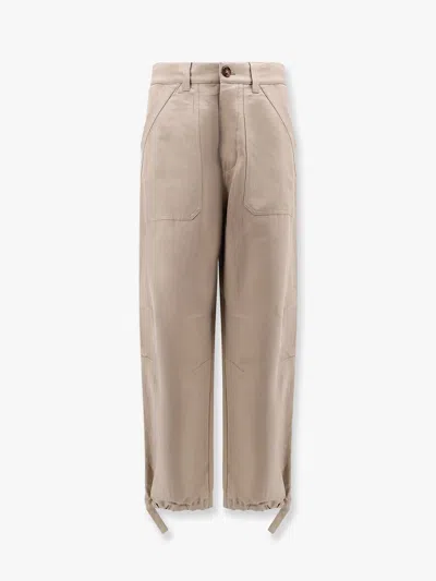 Brunello Cucinelli Linen And Cotton Relaxed Fit Trousers In Multicolor