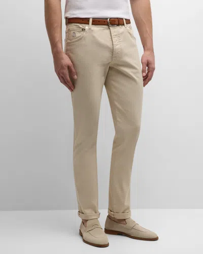 Brunello Cucinelli Men's Bull Denim Skinny-fit Pants In Beige