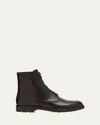 Brunello Cucinelli Men's Burnished Leather Ankle Boots In Brown