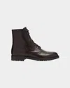 Brunello Cucinelli Men's Burnished Leather Ankle Boots In Brown