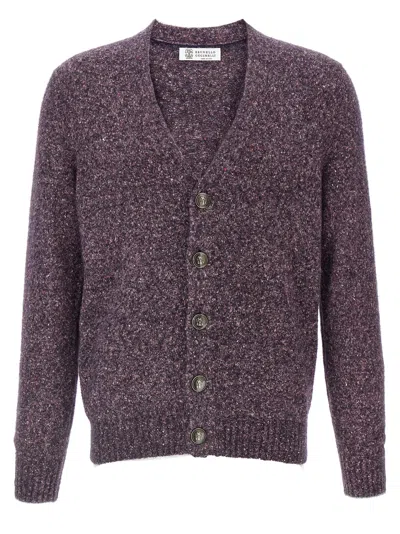 Brunello Cucinelli Men Buttoned Cardigan In Purple