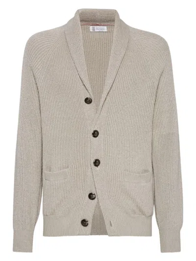 BRUNELLO CUCINELLI MEN'S BUTTONED COTTON RIB CARDIGAN