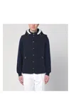 Brunello Cucinelli Buttoned Vest With Removable Hood In Blue