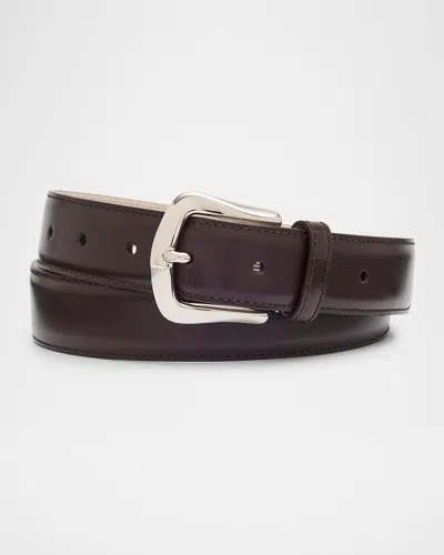 Brunello Cucinelli Men's Calf Leather Belt In C8455 Brown