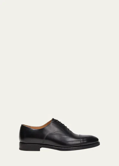 Brunello Cucinelli Men's Calf Leather Cap-toe Oxfords In Black