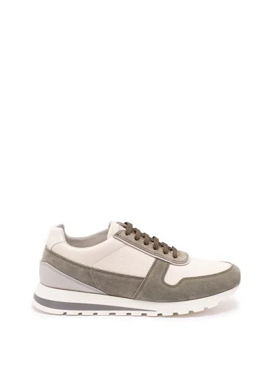 BRUNELLO CUCINELLI BRUNELLO CUCINELLI MEN CALFSKIN AND SUEDE SNEAKERS