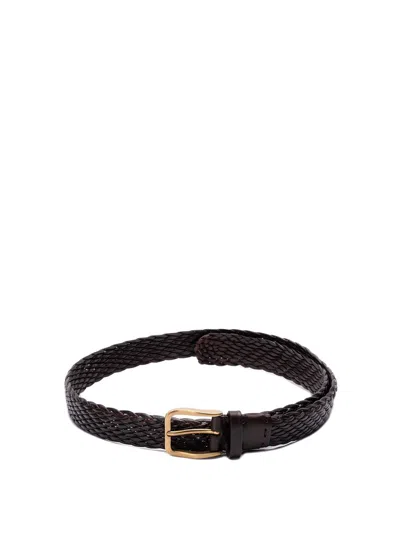 Brunello Cucinelli Men Calfskin Belt In Brown
