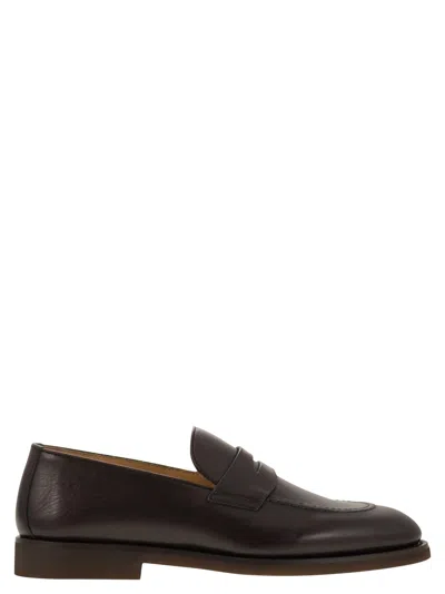 Brunello Cucinelli Men Calfskin Penny Loafer In Brown