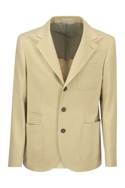 BRUNELLO CUCINELLI MEN'S CAMEL JACKET WITH PATCH POCKETS FOR FALL/WINTER 2024