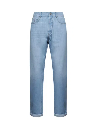 Brunello Cucinelli Men Camicia Twisted In Seta Dry Marrone In Blue