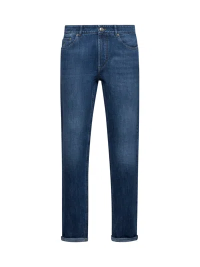 Brunello Cucinelli Men Camicia Twisted In Seta Dry Marrone In Blue