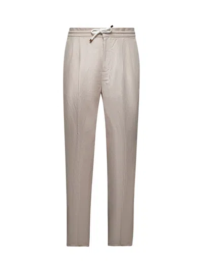 Brunello Cucinelli Men Camicia Twisted In Seta Dry Marrone In Brown