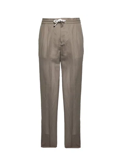Brunello Cucinelli Men Camicia Twisted In Seta Dry Marrone In Brown
