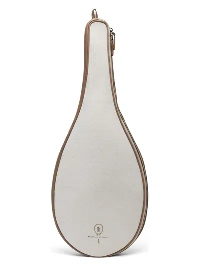 BRUNELLO CUCINELLI MEN'S CANVAS RACKET HOLDER WITH LOGO
