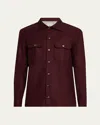 Brunello Cucinelli Long Sleeve Shirt Featuring Chest Pockets In Burgundy