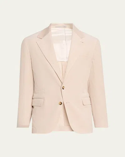 Brunello Cucinelli Men's Carded Wool Single-breasted Sport Coat In Neutral