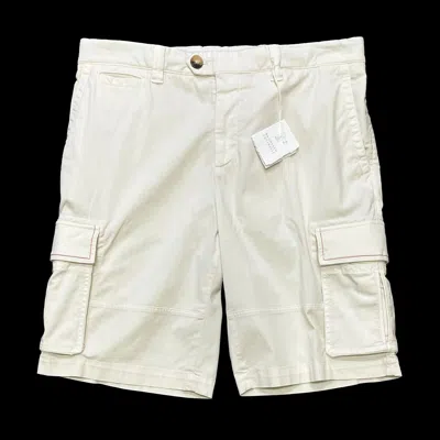 Pre-owned Brunello Cucinelli Men's Cargo Shorts Size 34 / 50 Cream Cotton Stretch - $1,095 In White