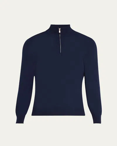 BRUNELLO CUCINELLI MEN'S CASHMERE 1/4-ZIP SWEATER