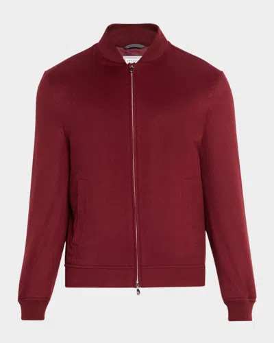 Brunello Cucinelli Men's Cashmere And Silk Bomber Jacket In Red