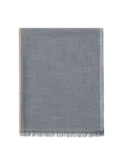 Brunello Cucinelli Men's Cashmere And Silk Color Block Scarf In Grey