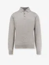 Brunello Cucinelli Long-sleeved Grey Polo With Textured Fabric In Gray