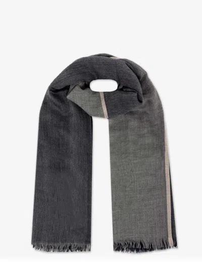 Brunello Cucinelli Men Cashmere And Silk Scarf In Gray