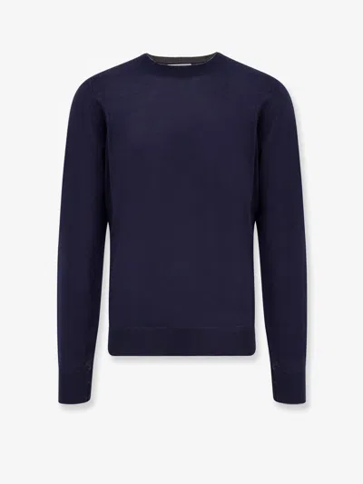 Brunello Cucinelli Men Cashmere And Silk Sweater In Blue