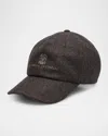 Brunello Cucinelli Men's Cashmere Baseball Cap With Logo In Brown