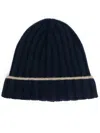 Brunello Cucinelli Ribbed Cashmere Beanie Turn-up Brim In Multi