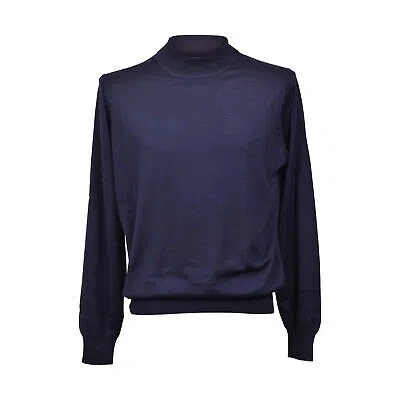Pre-owned Brunello Cucinelli Men's Cashmere Blend Navy Mock Turlteneck Sweater/pullover In Blue