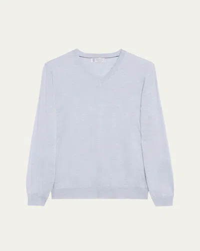 Brunello Cucinelli Man Sweater Sky Blue Size 50 Cashmere In Blue
