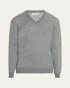 Brunello Cucinelli Men's Cashmere-blend V-neck Sweater In Dark Grey